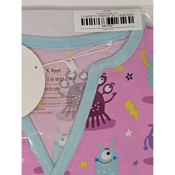 NIB Little Sleepies Purple Monster Mayhem Womens Shirt Size Medium - Picture 2 of 2